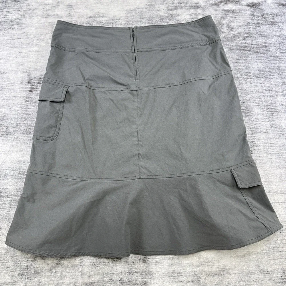 Royal Robbins Discovery Skirt Gray Sz 10 Cargo Pocket Flounce Hem Gorpcore